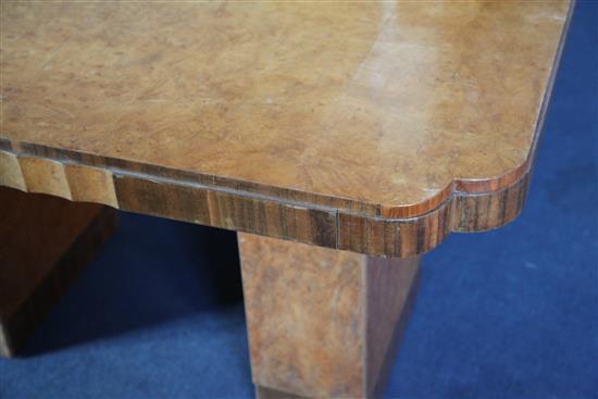 An Art Deco walnut dining table, W.4ft 8.5in.
